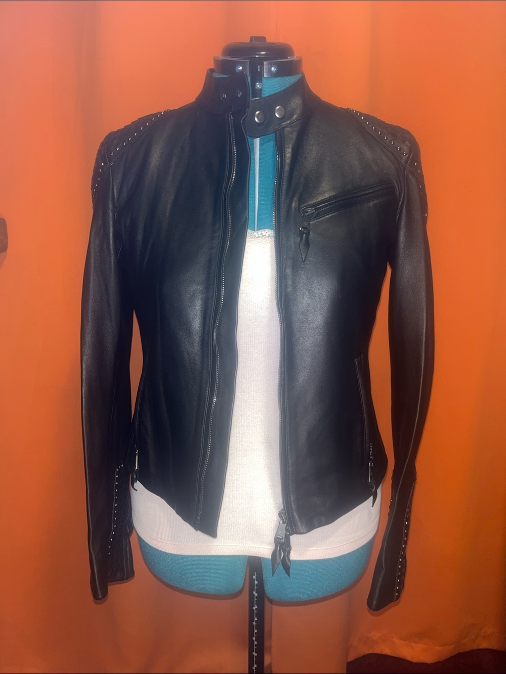 Ralph Lauren purple label lamb skin cafe racer jacket.